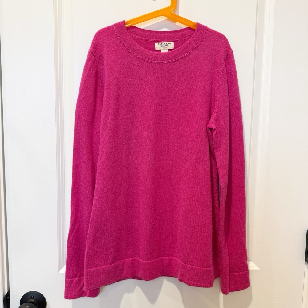 Lands End Womens 100%‎ Cashmere Crew Neck Sweater Small Pink Soft Quite Luxury